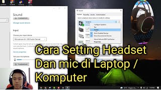 cara setting headset Dan microphone di laptopkomputer [upl. by Dalli]