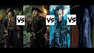 Davy Jones VS Blackbeard VS Salazar VS Cursed BarbossaPirates of the CaribbeanVillains war [upl. by Johnston]