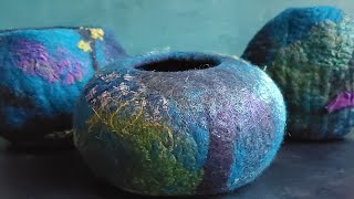 How to Wet Felt a Bowl or a Vessel for Beginners Wet Felting Tutorial livingfelt [upl. by Lotsirk]