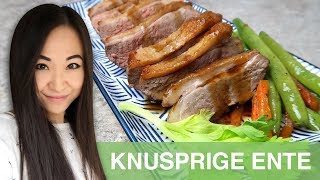 REZEPT Knusprige Ente mit Gemüse  gebratene Entenbrust [upl. by Aokek]