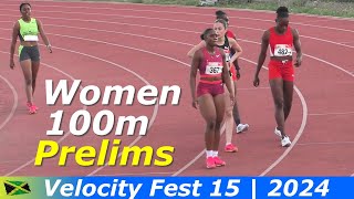 Jodean WILLIAMS  Natasha MORRISON  Tina CLAYTON  Women 100m Prelims  Velocity Fest 15 [upl. by Nilram]