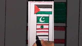 🇵🇸 palestine supportive country drawing🇵🇰🇹🇷🇱🇧🇸🇾flag drawing and colouringyoutubeshortsshortsfeed [upl. by Grous]