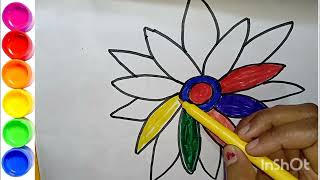 Flowers Coloring  Fun Art Learning Colors Video  How to Color Flowers  easy kids learning [upl. by Annadiane]