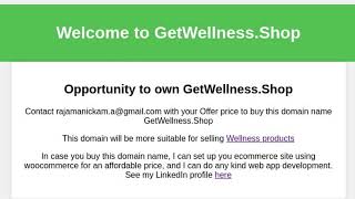 GetWellnessShop Domain Name Sales [upl. by Chadabe]