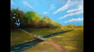 Painting a landscape with Sennelier oil pastels 🎨 LANDSCAPES [upl. by Anoiuq]