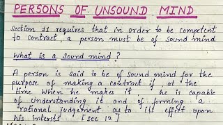 Persons of unsound mind sound mind for the purpose of contracting Sec 12 of indian contract act [upl. by Suellen692]