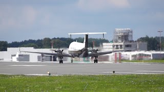 Flughafen Lübeck LBC Blankensee Abflug einer Beech 1900D B190 FGLNE Twin Jet 31082023 [upl. by Aneret]