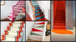 Living Room Stairs Painting Colour Ideas  Stairs Painting Design  Interior Design Ideas [upl. by Kenn561]