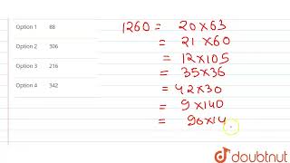 LCM of two numbers is 1260 and their difference is 54 Then find the sum of these two numbers [upl. by Kina849]