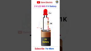 3v led with 9 v battery youtubeshorts wiringcircuit shorts electrical shortsvideo [upl. by Gilson]