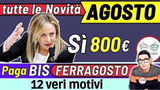 AGOSTO ➜ Sì BONUS 500€ 800€ e DATE PAGAMENTI INPS ADI ASSEGNO UNICO PENSIONI NASPI SFL INVALIDI [upl. by Airbmac210]