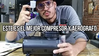 el mejor compresor aerógrafo para tu barbería cómo armar lo y prueba en vivo [upl. by Nwahsirhc]