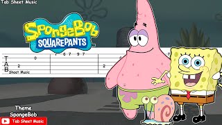 SpongeBob  Theme  EASY SLOW Guitar Tutorial [upl. by Nolos]