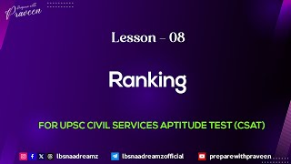 Ranking Concept  PYQs Explained  UPSC Civil Service Exam UPSC csat upscexam upscprelims [upl. by Dijam137]