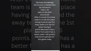 Prediction for the game Dortmund vs Hoffenheim football tips predictions sports [upl. by Janelle86]