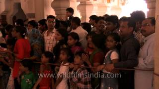 Crowds stand in rows in Birla Mandir on Janmashtami [upl. by Svend]