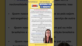 ESCREVENTE TJSP  REVISÃO EM 1 MINUTO  DIREITO CONSTITUCIONAL  DA NACIONALIDADE concursotjsp [upl. by Diarmid]