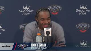 Devonte Graham on BIG Game in Overtime Win  PelicansBucks Postgame [upl. by Nylrahc]