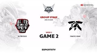 Alter Ego vs Fnatic ONIC GAME 2 MPL ID S14  FNOC VS AE [upl. by Fenella]