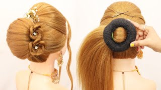 Amazing french roll hairstyle for bridal  Style hairstyle for step by step for beginners [upl. by Enilesor]