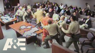 Court Cam Courtroom Erupts in Chaos as Victim’s Brother Attacks Murderer  AampE [upl. by Ayom577]