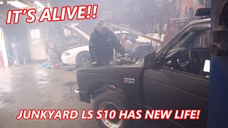 ALIVE AGAIN The CHEAP THRILLS Junkyard LS S10 is RUNNING It Broke a PISTON [upl. by Narej]