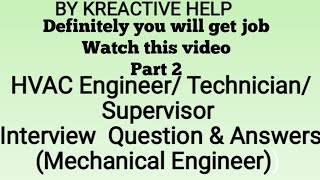 HVAC salesSupervisor TechnicianEngineer interview Question and Answersll part 2 [upl. by Ottie]