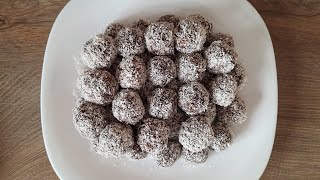 Biluțe de cacao cu biscuiți și fulgi de cocos Un desert rapid și delicios Bomboane de casă [upl. by Filmer636]