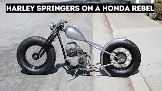 Honda Rebel 250 Bobber Build Part 4  How I Got the Springers to Fit [upl. by Aillicsirp842]