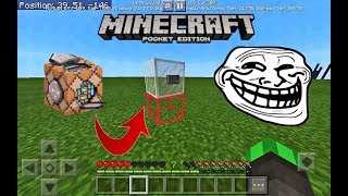 ✔️ MCPE Invisible Command block mechanism in Minecraft PE 1900 BETA The best trolling command😀 [upl. by Atnuahs]