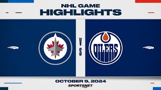 NHL Highlights  Jets vs Oilers  October 9 2024 [upl. by Ennayhc116]