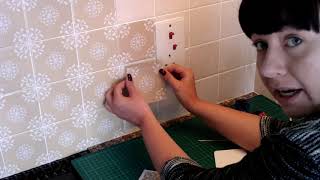 How can I cover my tiles cheaply Use Smart Tile Backsplash Stickers Transfers Around Socket [upl. by Llehcnom]