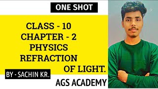 CLASS  10  CHAPTER  2  PHYSICS  REFRACTION OF LIGHT BY  SACHIN KUMAR AGS ACADEMY [upl. by Alegnasor]