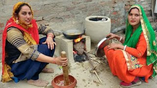 Indian rural life of Punjab Village Cooking Food Woman Power [upl. by Trebornhoj]