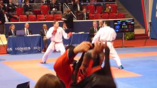 Karate 1 Paris 2016 kumite male 75 Kg HUN Harspataki vs ESP Cuerva [upl. by Salim]