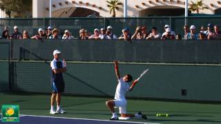 Novak Djokovic and Todd Martin practice serving drills  Indian Wells Pt 21 [upl. by Chi]