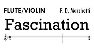 Fascination Flute Violin Sheet Music Backing Track Partitura [upl. by Nidroj]