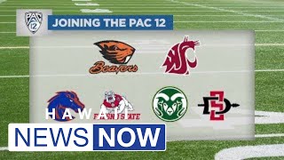 More movement in college football as 4 Mountain West school join Pac12 [upl. by Ahsuas]