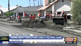 Following Hilary Home Depot employees shoveled mud out that blocked cars and pathways in [upl. by Alyk136]