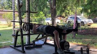 8 year old bench press [upl. by Nylidnam]