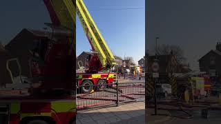 Leicestershire Fire and Rescue Service new turntable ladder attending a fire in Lutterworth [upl. by Adehsar]