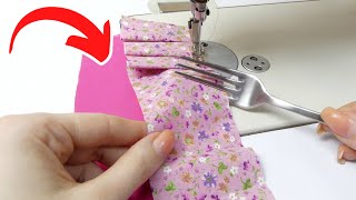 5 Sewing tricks👉How to sew pleats using fork [upl. by Adaline]