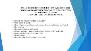 PAPER 9 Module 2 Module 4 Application of Operation Research  CMA INTER G2  OMSM TAMIL [upl. by Acisse]