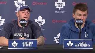 Jonathan Bernier and James van Riemsdyk  September 28 2014 [upl. by Colene993]