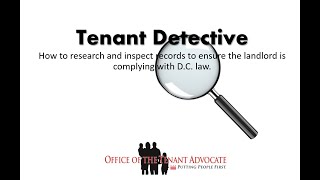 DC Office of the Tenant Advocate Tenant Detective [upl. by Lledniuq]