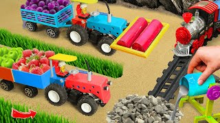 Diy tractor mini Bulldozer to making concrete road  Construction Vehicles Road Roller [upl. by Itsym]