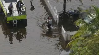 Dramatic video shows the moment family is rescued after severe flooding in S Florida  Quickcast [upl. by Memory688]