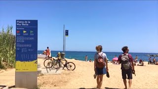 Barcelona Beach Walk at Playa Mar Bella in June 2020  Summer in Spain [upl. by Eiddal]