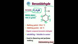 Benzaldehydewhat is benzaldehyde benzaldehyde k2chemistryclass shorts [upl. by Atoiganap]