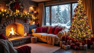 Happy Jazz Music  Stress Relief with Smooth Jazz Instrumental Music amp Crackling of The Fireplace [upl. by Anifesoj]